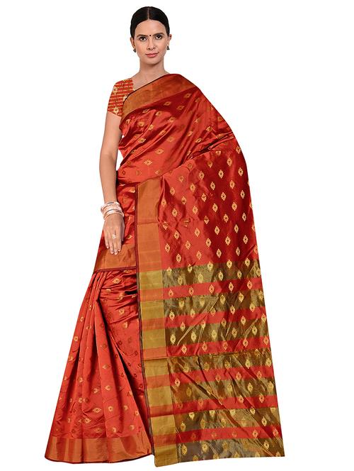 contrast bordered printed saree with blouse - 19261024 - Very Small Image - 1