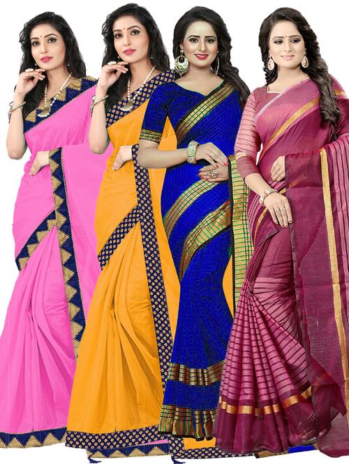 women's saree combo - 19261764 - Very Small Image - 1