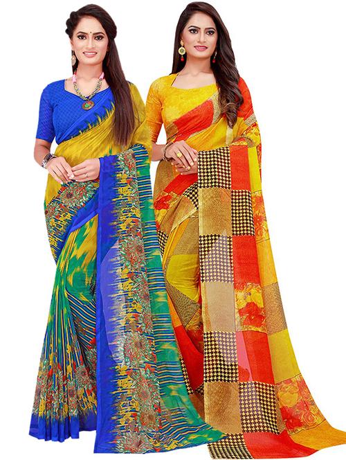 printed bollywood saree set with blouse - 19262976 - Very Small Image - 1