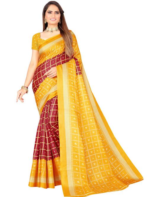 women's checks multi colored saree with blouse - 19263593 - Very Small Image - 1