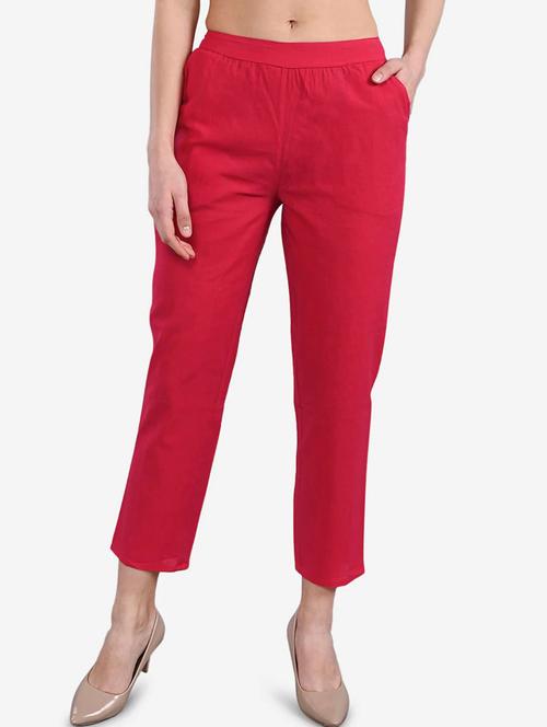 red solid pleated trouser - 19264438 - Very Small Image - 1