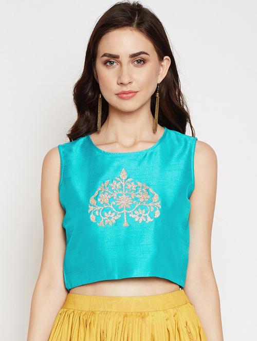 women's crop round neck top - 19264523 - Very Small Image - 1