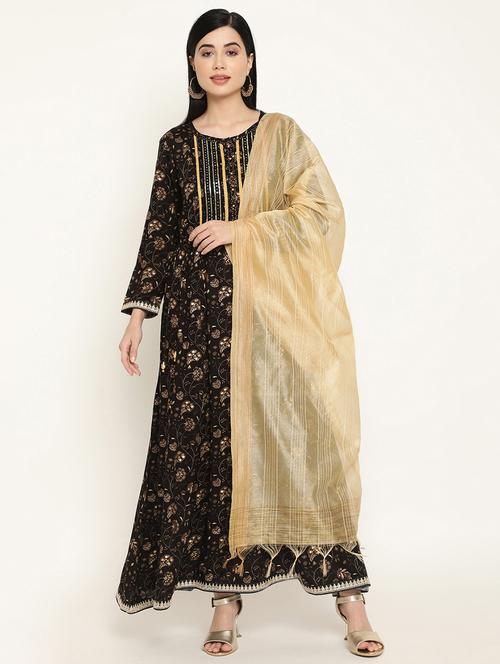 black embroidered fit & flare dress - 19264612 - Very Small Image - 1