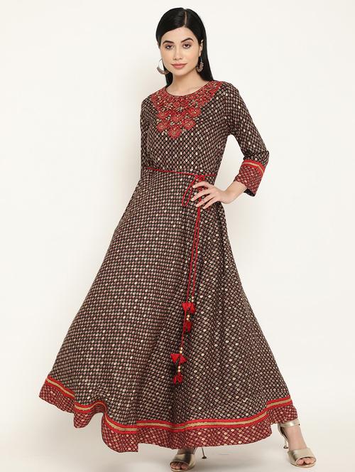 women's fit & flare printed dress - 19264616 - Very Small Image - 1