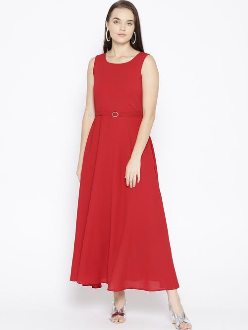 women's fit & flare solid dress - 19264629 - Very Small Image - 1