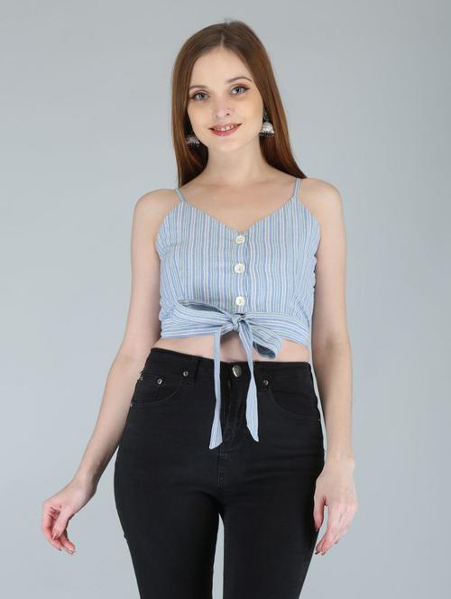 women's crop shoulder strap top - 19264811 - Very Small Image - 1