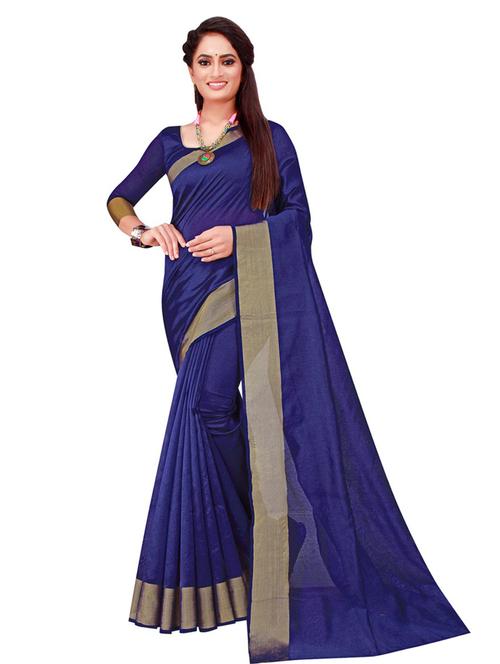 women's bordered blue colored saree with blouse - 19265481 - Very Small Image - 1