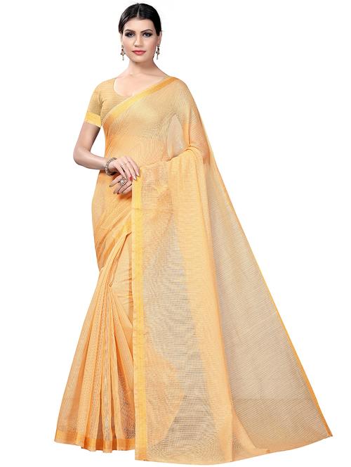women's solid beige colored saree with blouse - 19265561 - Very Small Image - 1