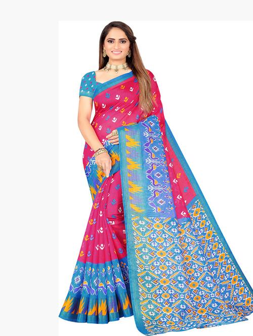 women's self design pink colored saree with blouse - 19265766 - Very Small Image - 1