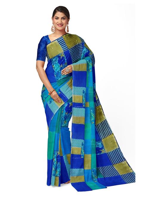 women's bandhani blue colored saree with blouse - 19266247 - Very Small Image - 1