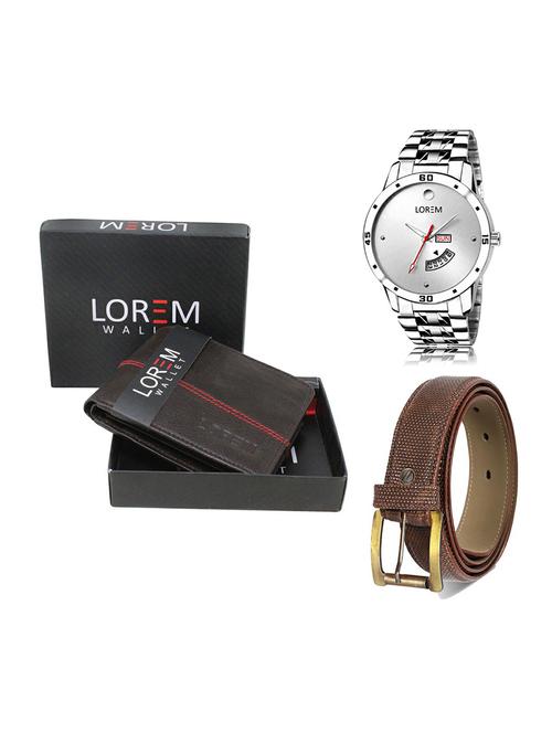 belt, wallet & watch leatherette gift combo - 19271601 - Very Small Image - 1