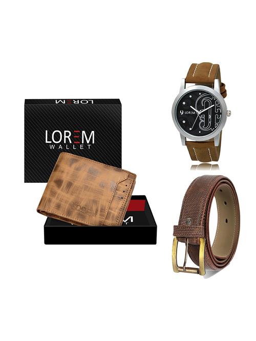 belt, wallet & watch leatherette gift combo - 19272156 - Very Small Image - 1