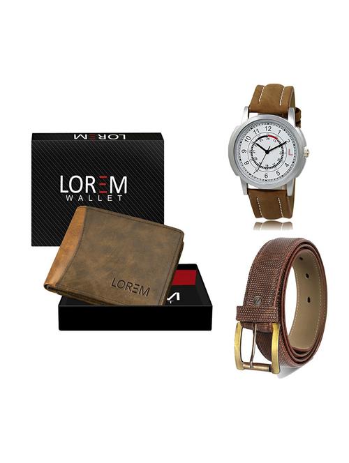 belt, wallet & watch leatherette gift combo - 19272296 - Very Small Image - 1
