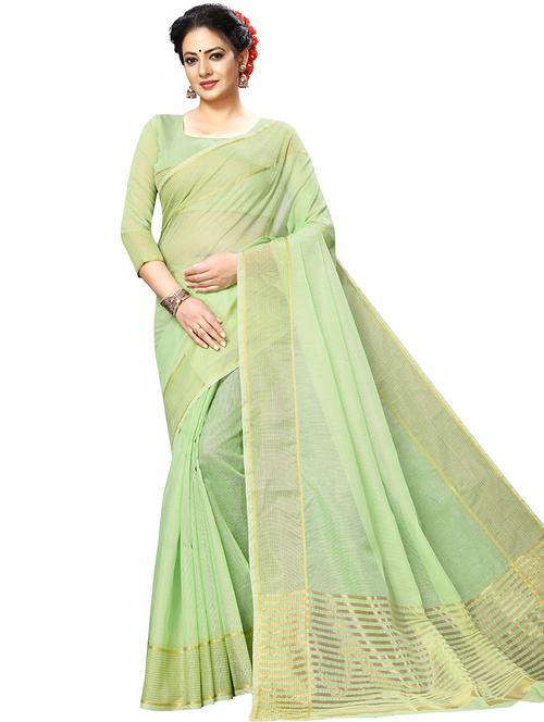 women's self design green colored saree with blouse - 19283708 - Very Small Image - 1