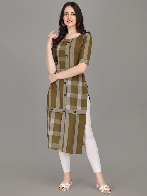 mehandi striped straight kurti - 19283915 - Very Small Image - 1