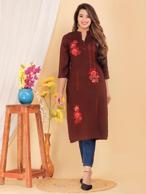 women's straight kurta - 19285377 - Very Small Image - 1