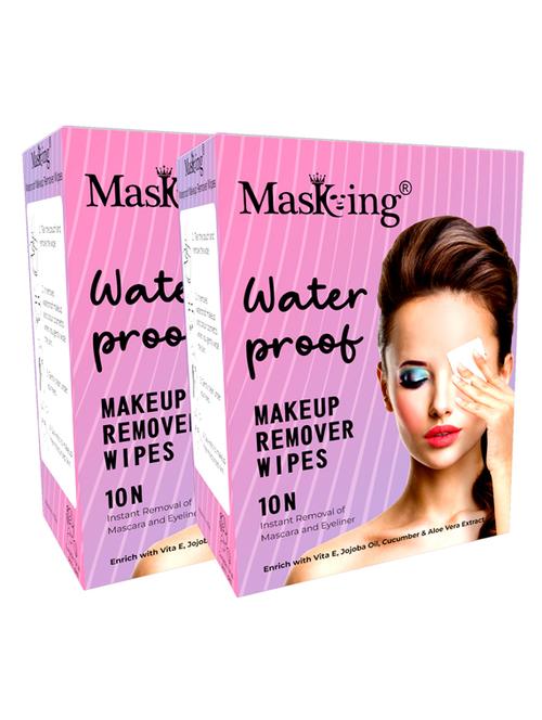 masking waterproof makeup remover wipe, cleansing face wipes with aloe vera, cucumber and vitamin e 20 wipe (pack of 2) - 19285390 - Very Small Image - 1
