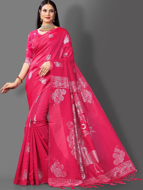 self design banarasi saree with blouse - 19285863 - Very Small Image - 1