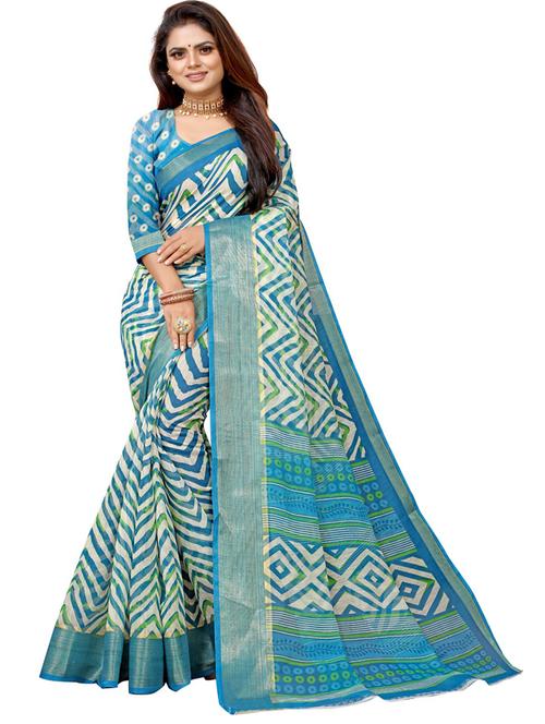 chevron printed saree with blouse - 19285865 - Very Small Image - 1