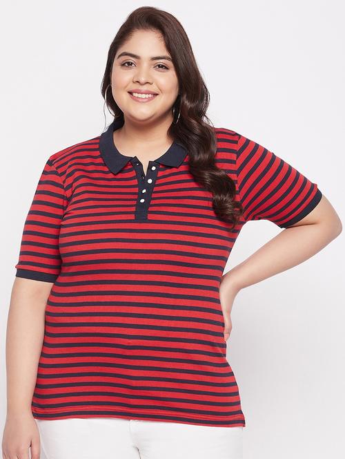 women's striped polo neck t-shirt - 19286750 - Very Small Image - 1