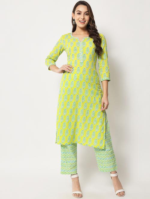 printed kurta palazzo set - 19286764 - Very Small Image - 1