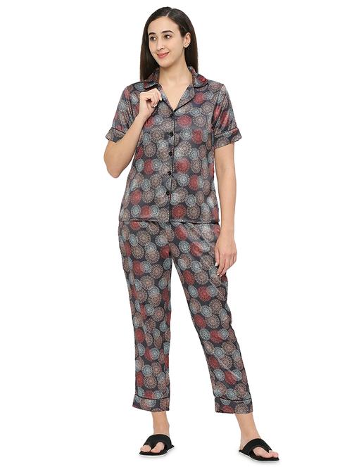 women printed night suit set - 19287274 - Very Small Image - 1