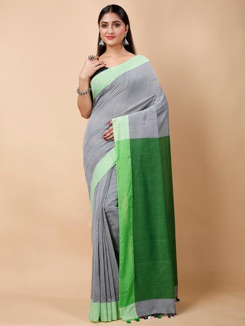 women's self design grey colored saree with blouse - 19287315 - Very Small Image - 1