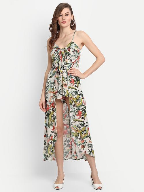 below knee high split leg jumpsuit with attached skirts - 19293304 - Very Small Image - 1