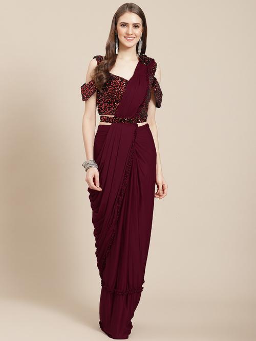 self designed leheriya saree with blouse - 19294094 - Very Small Image - 1