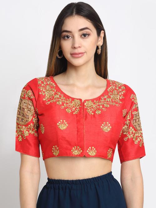 red silk embroidered blouse - 19294325 - Very Small Image - 1
