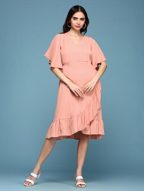 women's ruffle solid dress - 19294540 - Very Small Image - 1