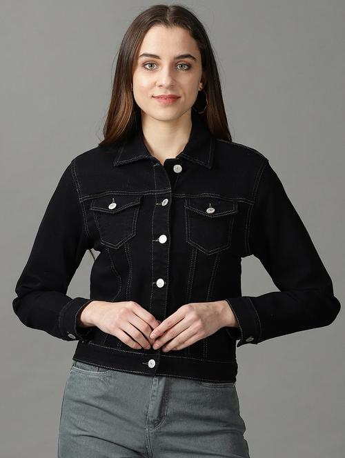 women black solid jacket - 19294550 - Very Small Image - 1