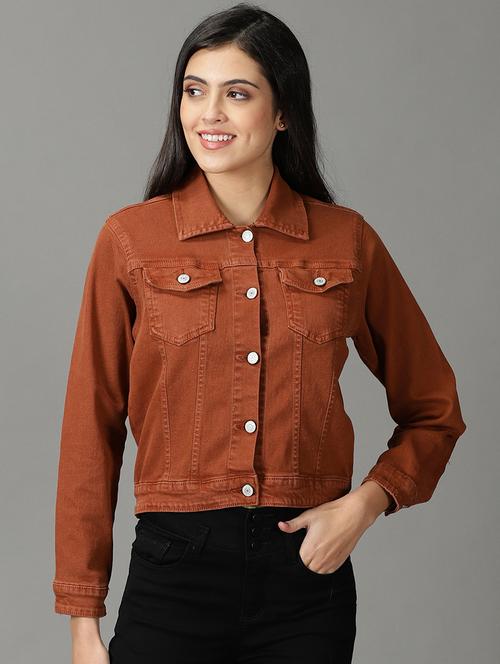 women rust solid jacket - 19294564 - Very Small Image - 1