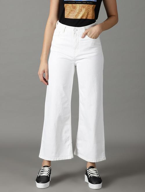 women's plain wide leg jeans - 19294758 - Very Small Image - 1