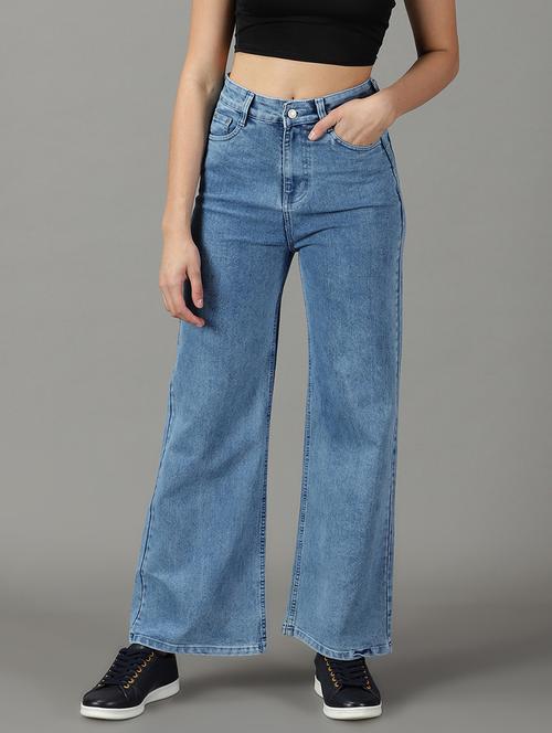 Women's Plain Wide Leg Jeans - 19294772 - Very Small Image - 1