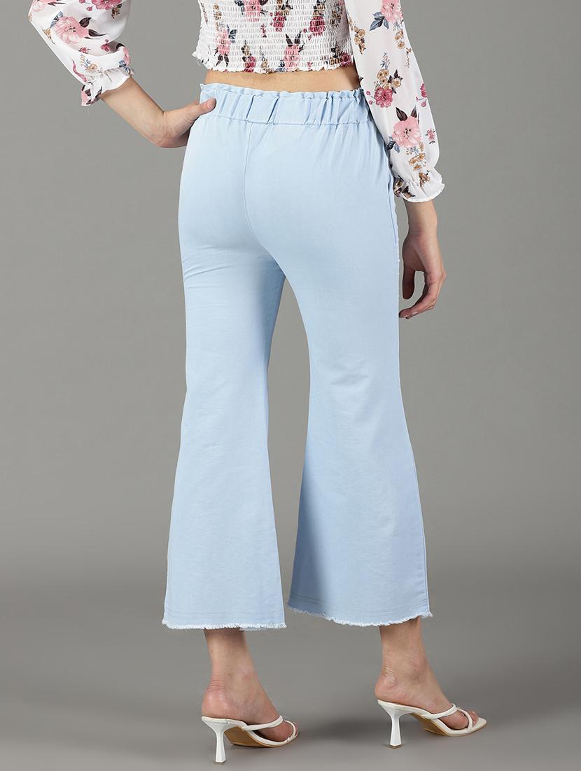 blue solid denim trousers - 19295293 - Zoom Image - 3