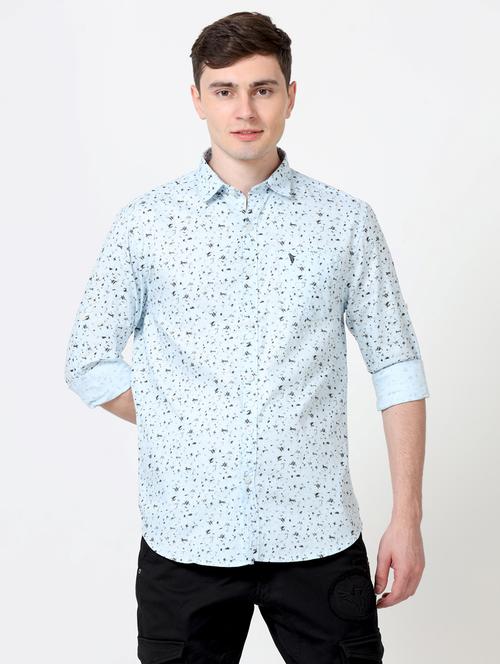 blue cotton casual shirt - 19295393 - Very Small Image - 1