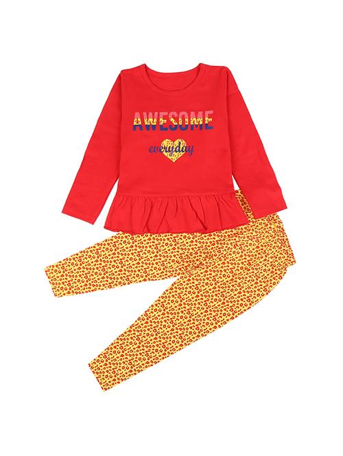 girls printed  round neck casual set - 19296370 - Very Small Image - 1