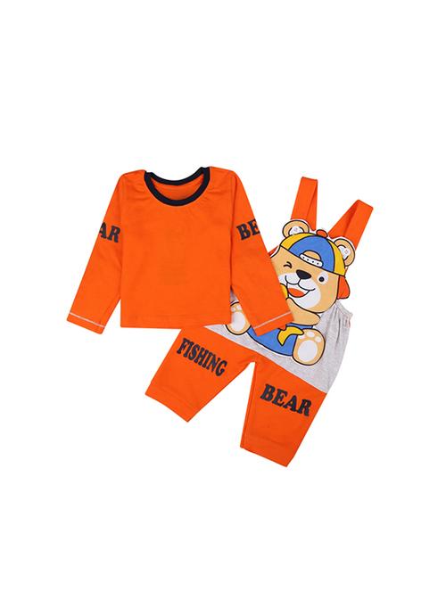 girls printed round neck dungaree - 19296387 - Very Small Image - 1