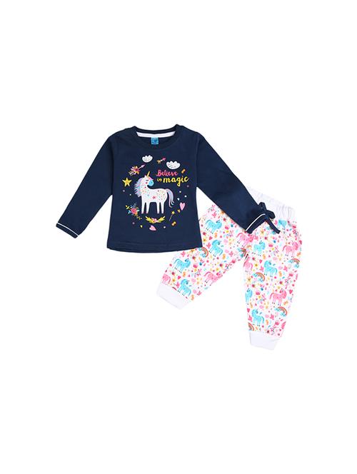 girls printed round neck casual set - 19296600 - Very Small Image - 1