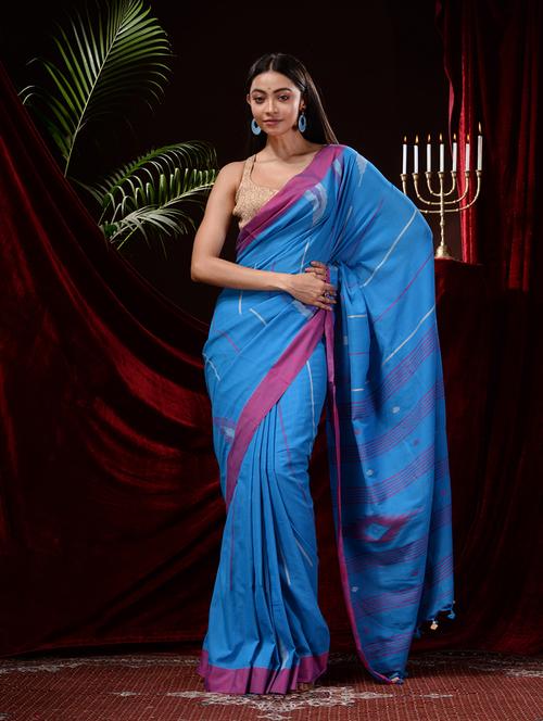 women's null blue colored saree - 19297415 - Very Small Image - 1