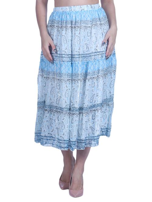 light blue printed flared skirt - 19298321 - Very Small Image - 1