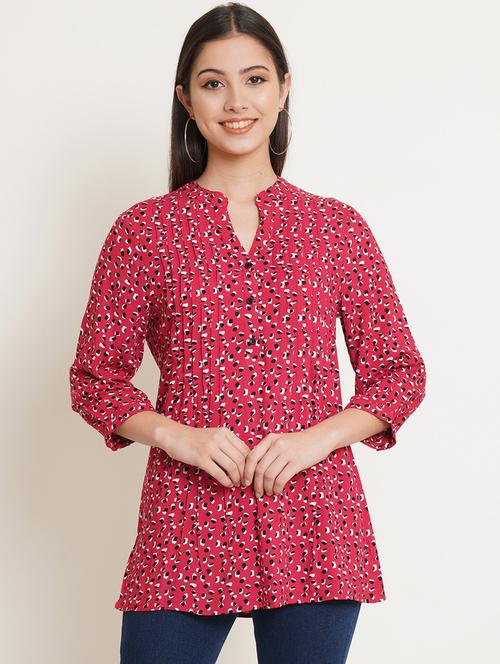 women's a line mandarin neck top - 19298372 - Very Small Image - 1