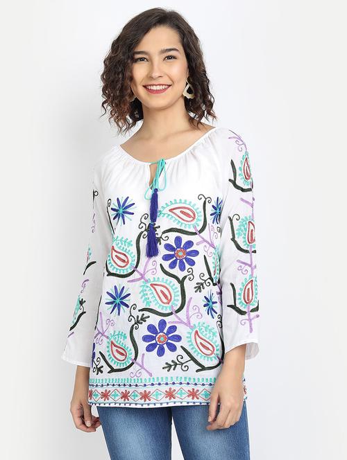 women's straight round neck top - 19298426 - Very Small Image - 1