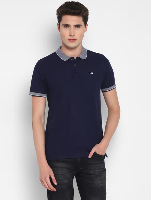 blue solid polo t-shirt - 19298799 - Very Small Image - 1