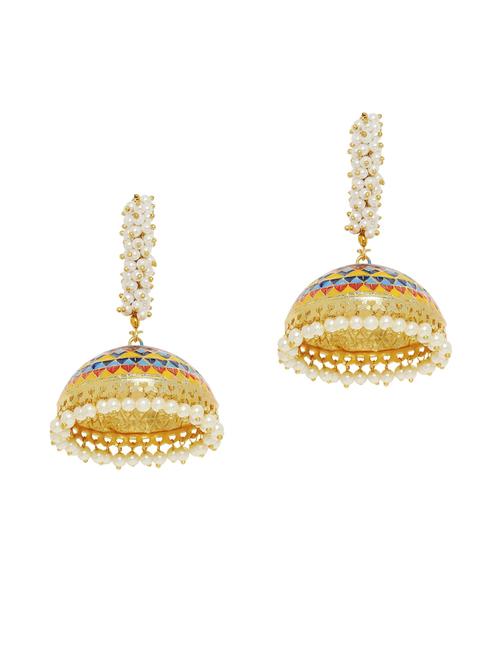 gold plated metal jhumka earring - 19299176 - Very Small Image - 1