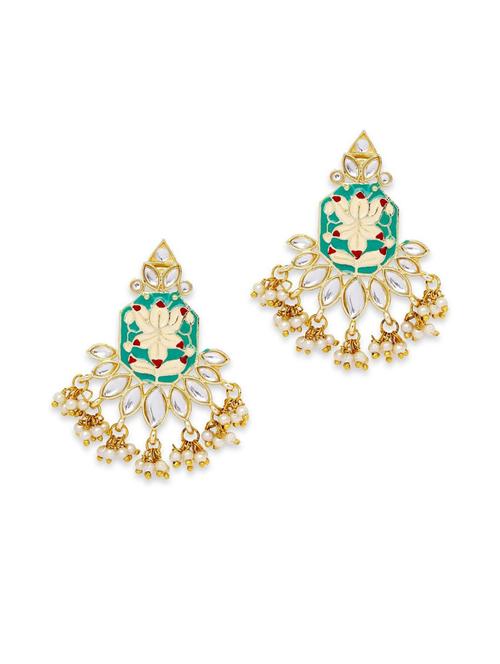 gold plated metal drop earring - 19299266 - Very Small Image - 1