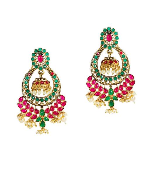 gold plated metal jhumka earring - 19299270 - Very Small Image - 1
