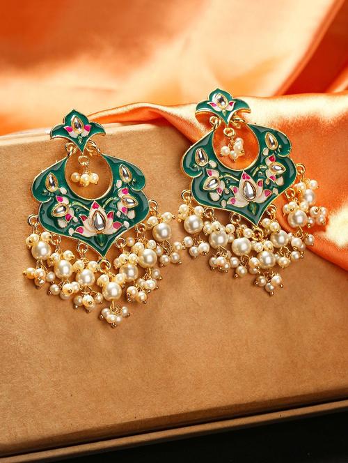 gold plated pearl chandballi earring  - 19299286 - Very Small Image - 1