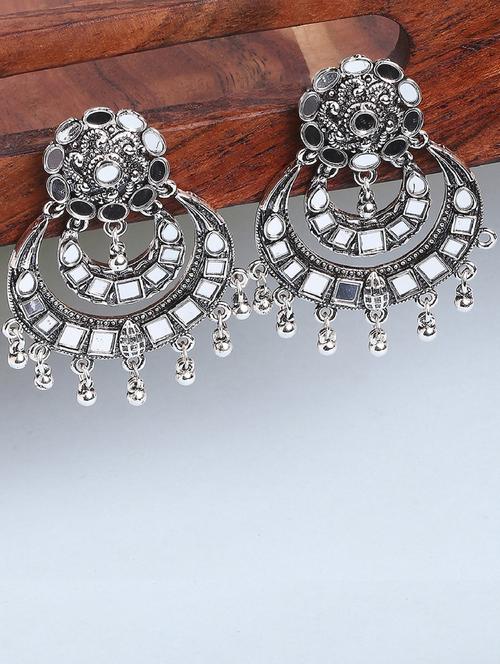 silver metal chandballi earring - 19299339 - Very Small Image - 1